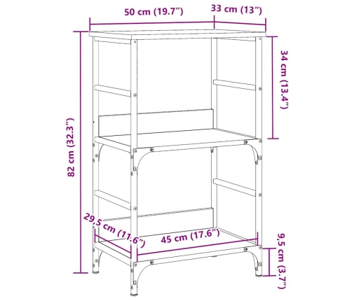 Estantería madera de ingeniería roble artisan 50x33x82 cm