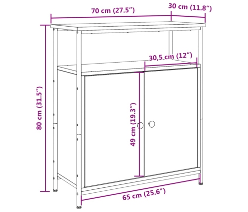 Aparador de madera de ingeniería madera envejecida 70x30x80 cm