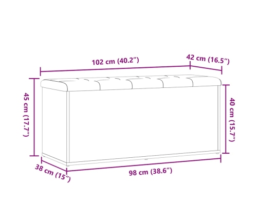 Banco almacenaje madera de ingeniería madera vieja 102x42x45 cm