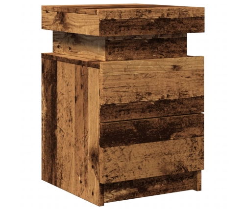 Mesitas de noche con LED 2 uds madera envejecida 35x39x55 cm