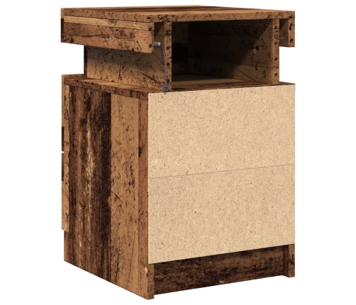 Mesitas de noche con LED 2 uds madera envejecida 35x39x55 cm