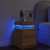 Mesitas noche con LED 2 uds madera marrón roble 35x39x55 cm