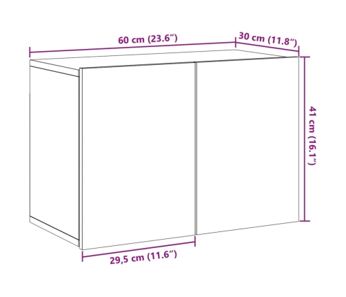 Mueble para TV de pared madera envejecida 60x30x41 cm