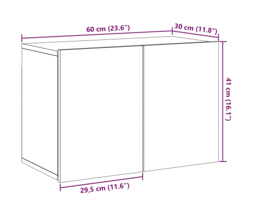 Mueble para TV de pared roble artesanal 60x30x41 cm