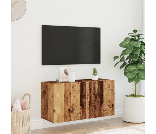 Mueble de TV de pared madera envejecida 80x30x41 cm