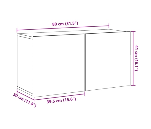 Mueble de TV de pared madera envejecida 80x30x41 cm