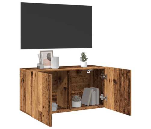 Mueble de TV de pared madera envejecida 80x30x41 cm