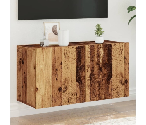 Mueble de TV de pared madera envejecida 80x30x41 cm