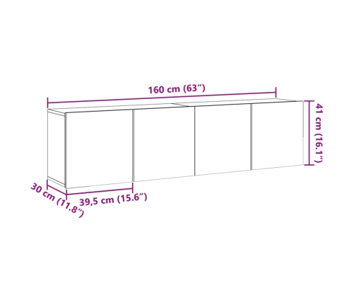 Muebles de TV de pared 2 uds madera envejecida 80x30x41 cm