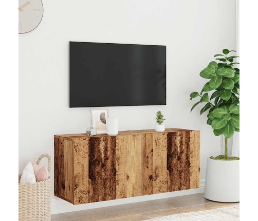 Mueble de TV de pared madera envejecida 100x30x41 cm