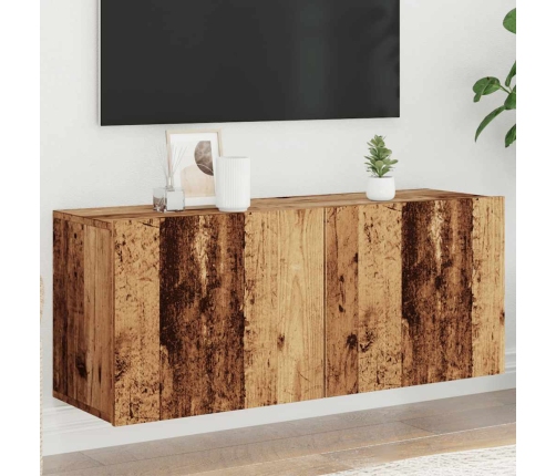 Mueble de TV de pared madera envejecida 100x30x41 cm