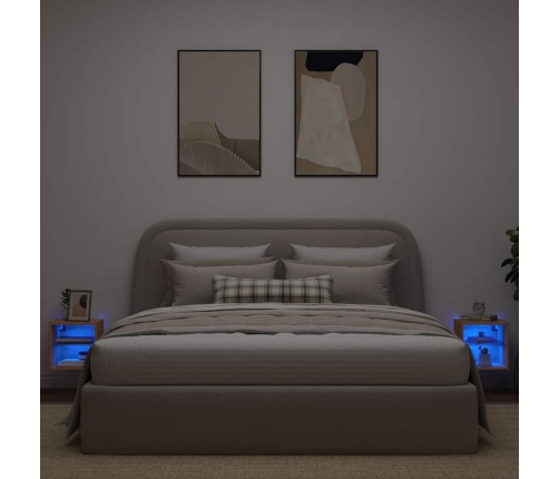 Muebles TV de pared luces LED 2 uds roble artisian 30x28,5x30cm