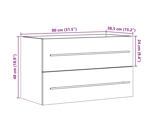 Mueble de lavabo madera ingeniería roble artisian 80x38,5x48 cm