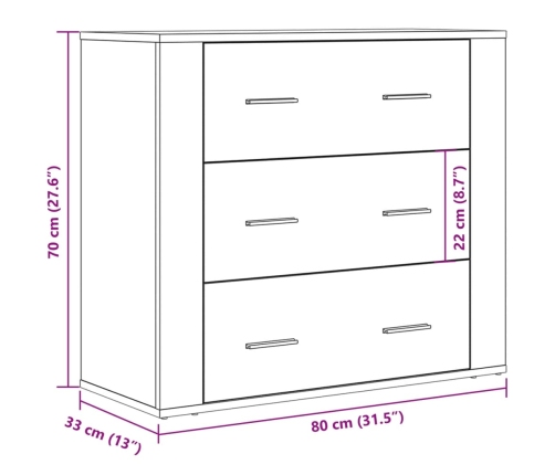 Aparador madera de ingeniería madera envejecida 80x33x70 cm