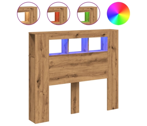 Cabecero LED madera ingeniería roble artisan 120x18,5x103,5 cm