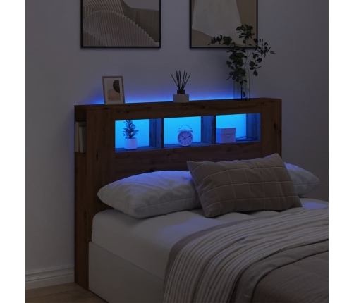 Cabecero LED madera ingeniería roble artisan 140x18,5x103,5 cm