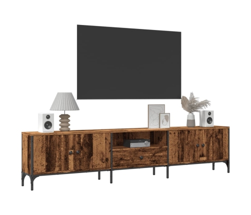 Mueble TV con cajón madera ingeniería envejecida 200x25x44 cm