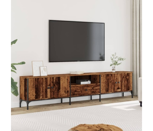 Mueble TV con cajón madera ingeniería envejecida 200x25x44 cm