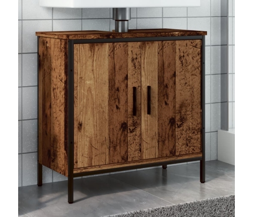 Armario de lavabo baño madera ingeniería envejecida 60x30x60 cm