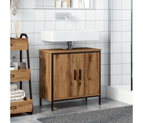 Armario lavabo baño madera ingeniería roble artisan 60x30x60 cm