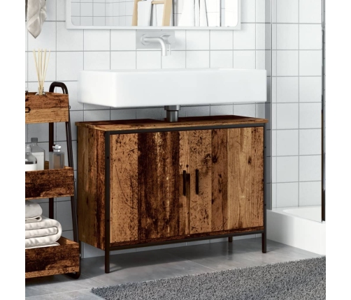 Armario lavabo baño madera ingeniería envejecida 80x30x60 cm