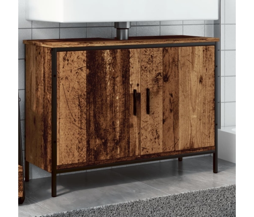 Armario lavabo baño madera ingeniería envejecida 80x30x60 cm