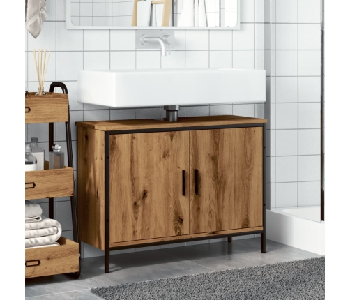 Armario lavabo baño madera ingeniería roble artisan 80x30x60 cm