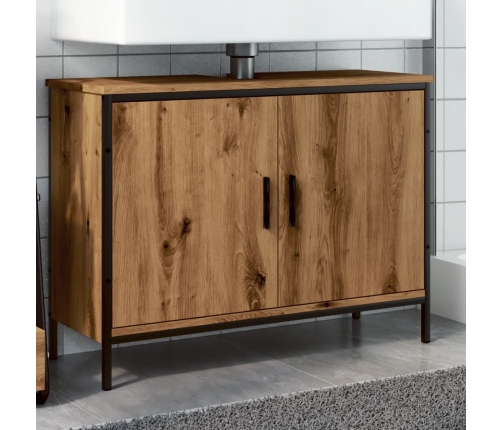 Armario lavabo baño madera ingeniería roble artisan 80x30x60 cm