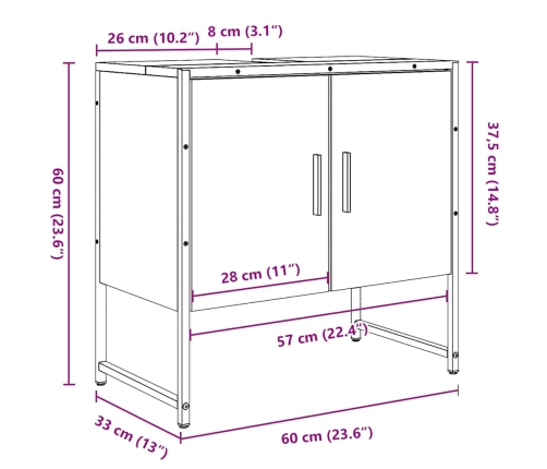 Armario para lavabo de baño madera ingeniería envejecida