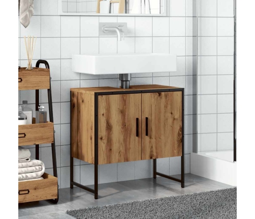 Mueble de lavabo de baño madera roble artisan 60x33x60 cm