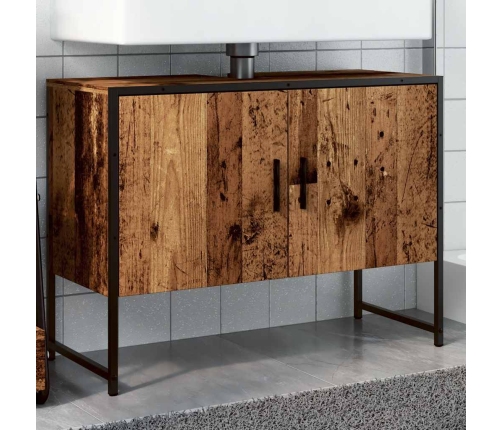 Mueble de lavabo madera de ingeniería envejecida 80x33x60 cm