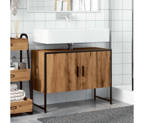 Mueble de lavabo madera de ingeniería roble artisan 80x33x60 cm