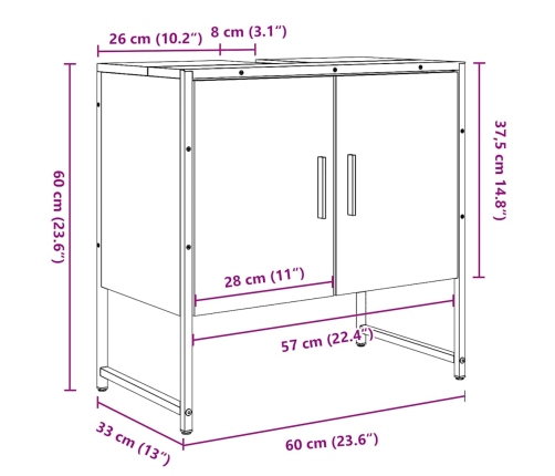 Mueble de lavabo madera de ingeniería roble artisan 80x33x60 cm