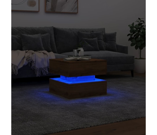 Mesa de centro con luces LED roble artisian 50x50x40 cm