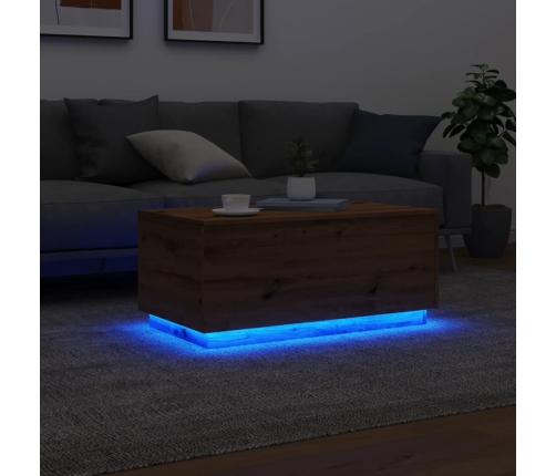 Mesa de centro con luces LED roble artisan 90x50x40 cm