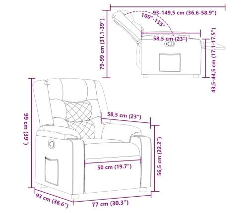 Sillón reclinable de tela crema