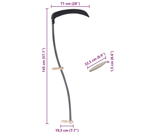 Guadaña con piedra de afilar 145 cm