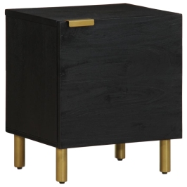 Mesita de noche de madera maciza de mango negra 40x33x46 cm