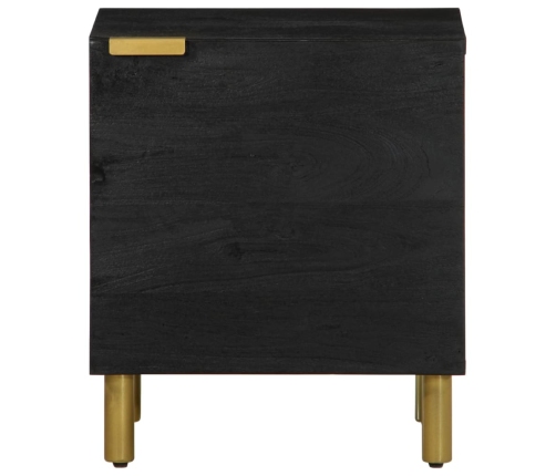 Mesita de noche de madera maciza de mango negra 40x33x46 cm