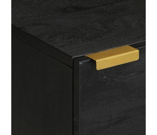 Mesita de noche de madera maciza de mango negra 40x33x46 cm