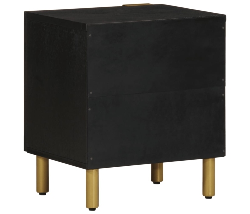 Mesitas de noche 2 uds madera maciza de mango negro 40x33x46 cm