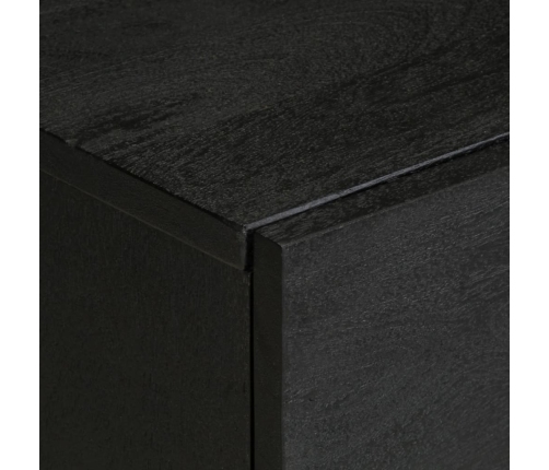 Mesita de noche de madera maciza de mango negra 40x33x46 cm