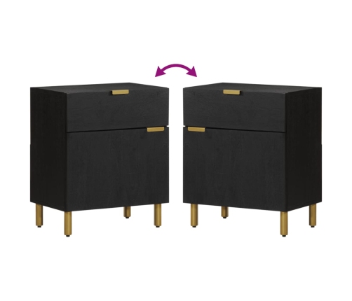 Mesita de noche madera de ingeniería negra 50x33x60 cm
