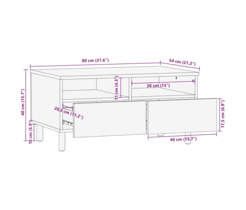 Mesa de centro madera de ingeniería negra 80x54x40 cm