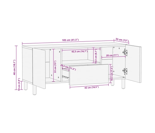 Mueble de TV madera de ingeniería negro 105x33x46 cm