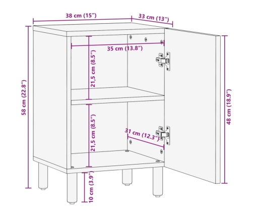 Mueble de baño de madera de ingeniería negro 38x33x58 cm