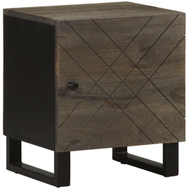 Mesita de noche de madera maciza de mango negra 40x33x46 cm