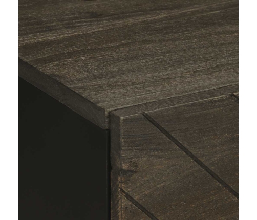 Mesita de noche de madera maciza de mango negra 40x33x46 cm