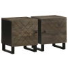 Mesitas de noche 2 uds madera maciza de mango negro 40x33x46 cm