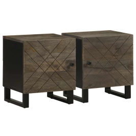 Mesitas de noche 2 uds madera maciza de mango negro 40x33x46 cm